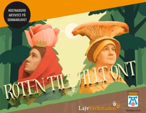 Syntolkning: En mänsklig blomma och en mänsklig svamp som står med ryggarna mot varandra och ser arga ut